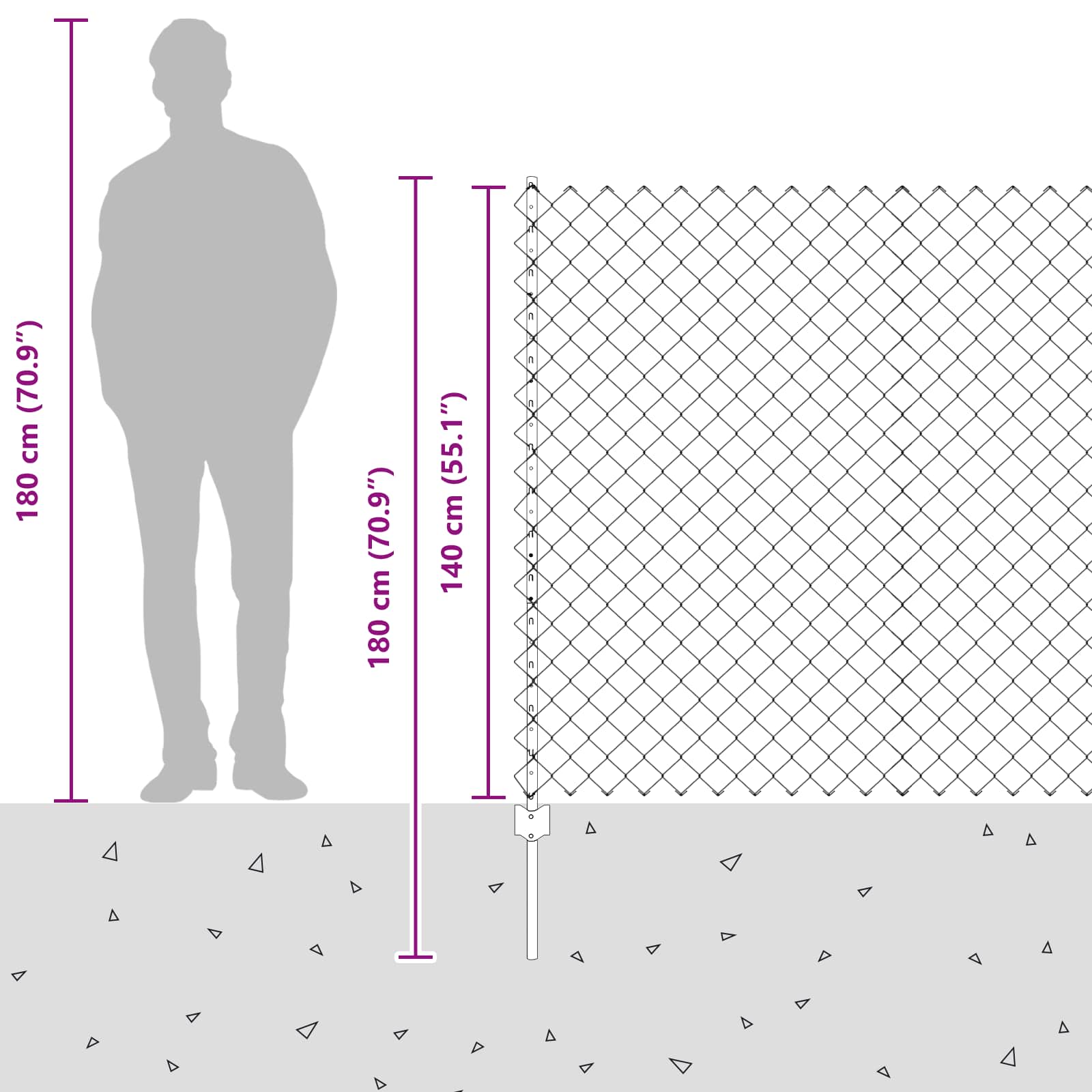 Stängsel med stolpe Grå 1,4 x 25 m Stål och PVC