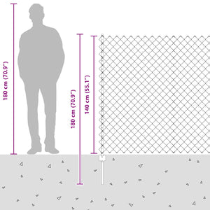 Stängsel med stolpe Grå 1,4 x 25 m Stål och PVC