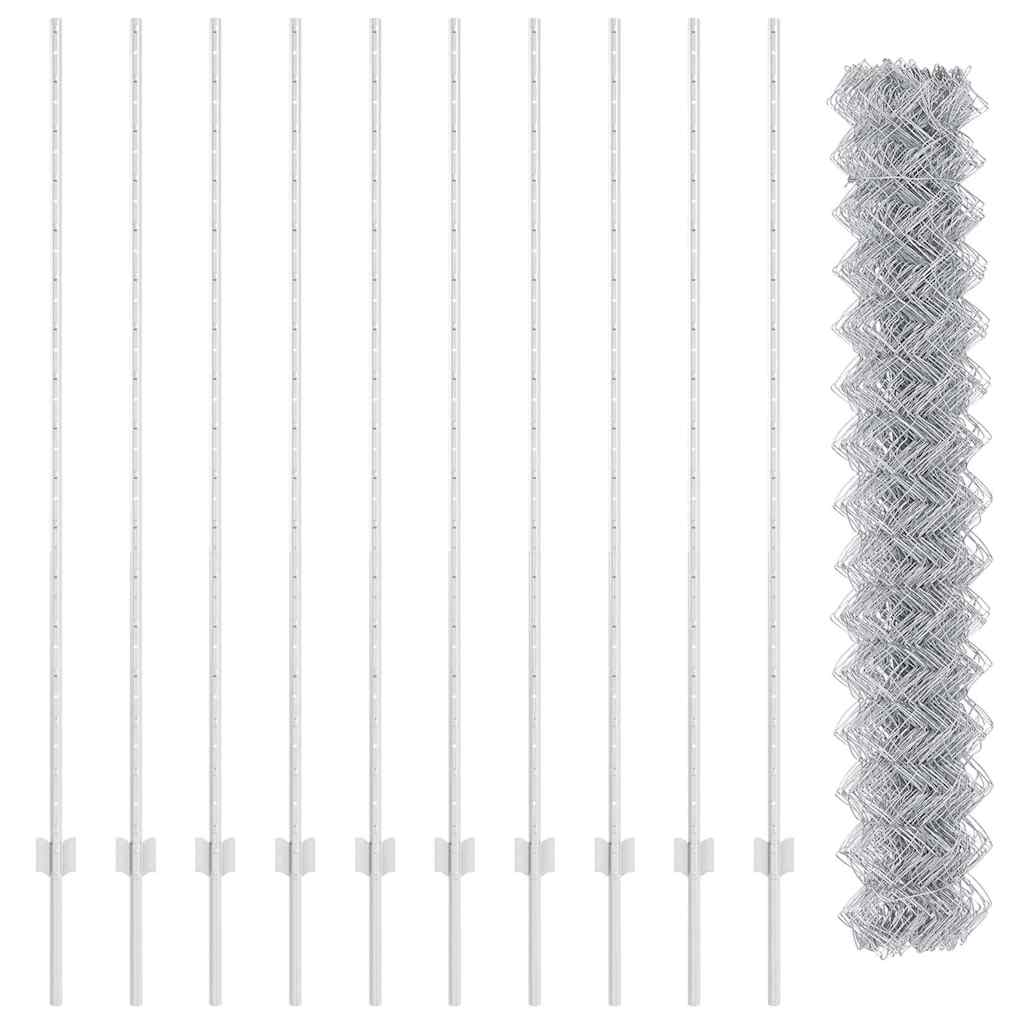 Stängsel med stolpe Silver 1,6 x 10 m Stål