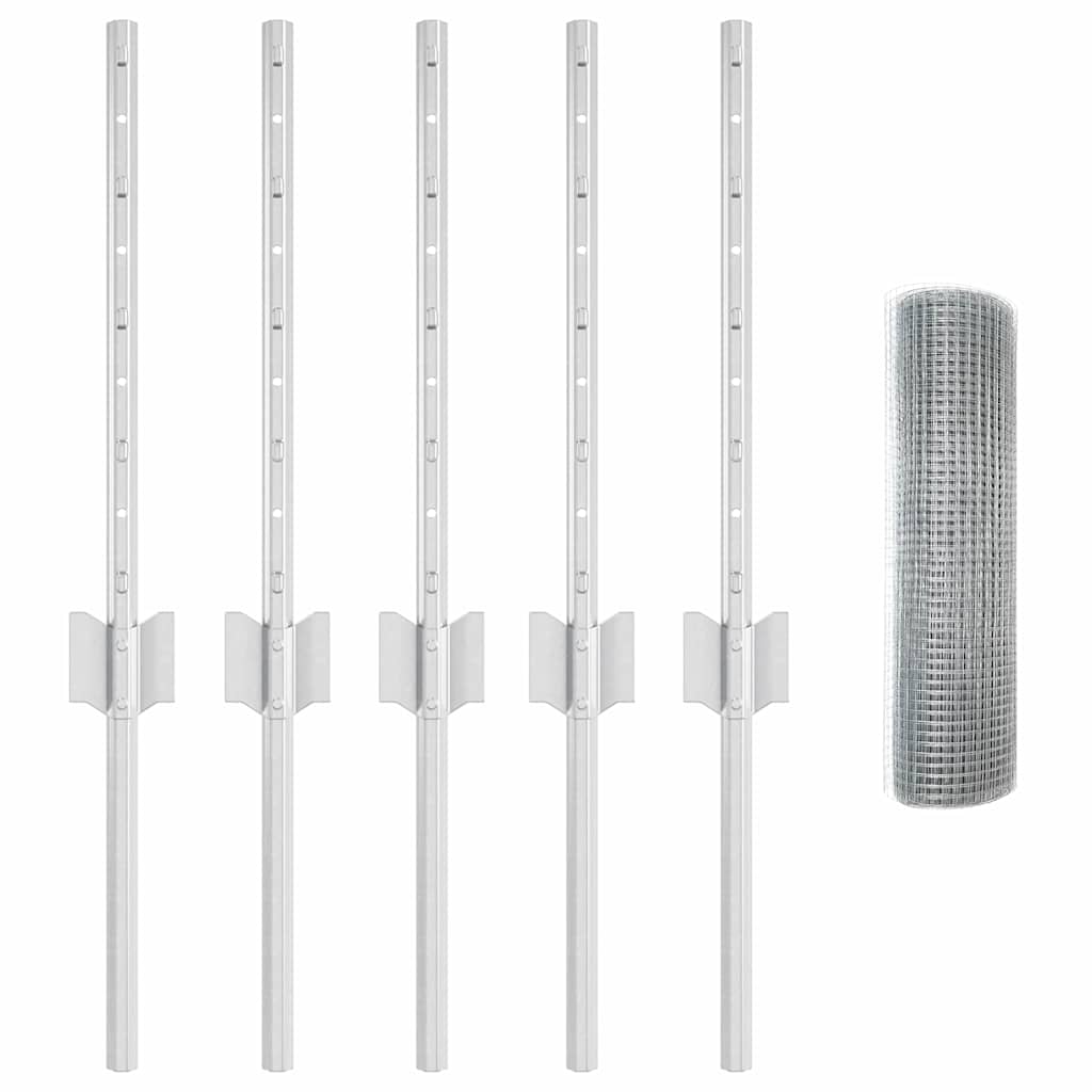 Stängsel med stolpe Silver 0,4 x 10 m Stål