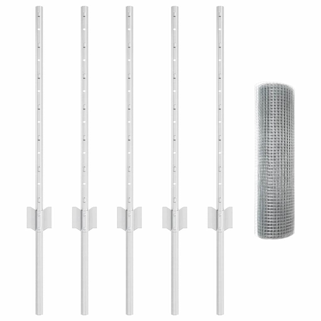 Stängsel med stolpe Silver 0,6 x 10 m Stål