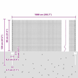 Stängsel med stolpe Silver 0,8 x 10 m Stål