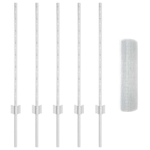 Stängsel med stolpe Silver 0,8 x 10 m Stål