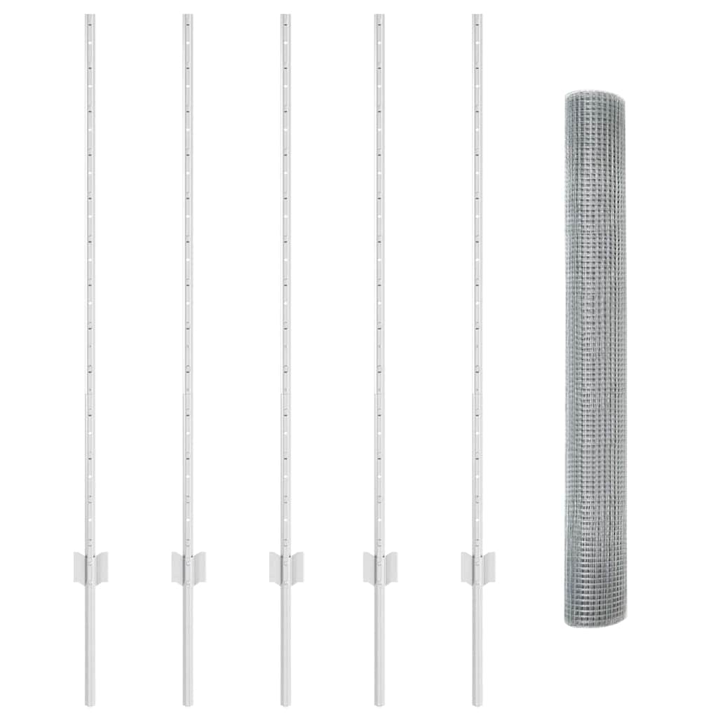 Stängsel med stolpe Silver 1,2 x 10 m Stål