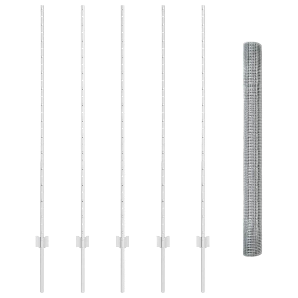 Stängsel med stolpe Silver 1,4 x 10 m Stål