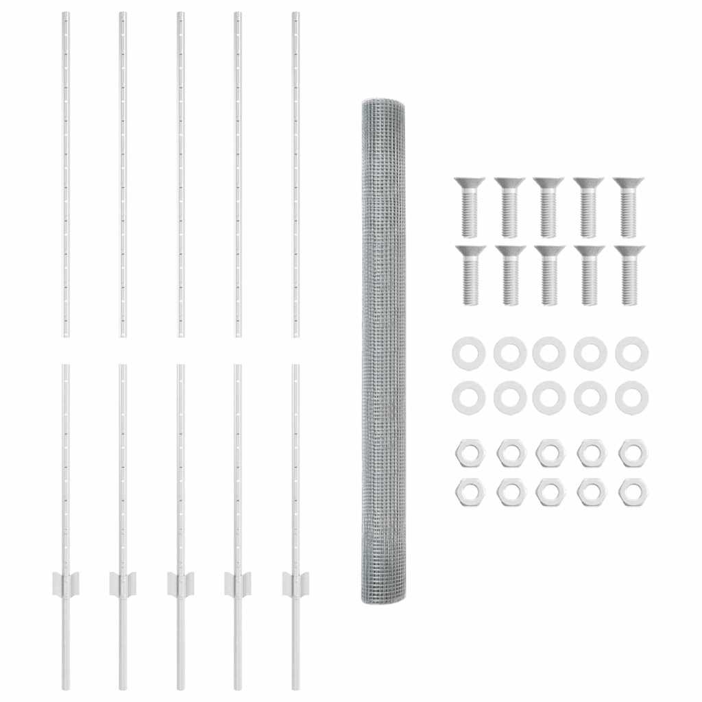 Stängsel med stolpe Silver 1,4 x 10 m Stål