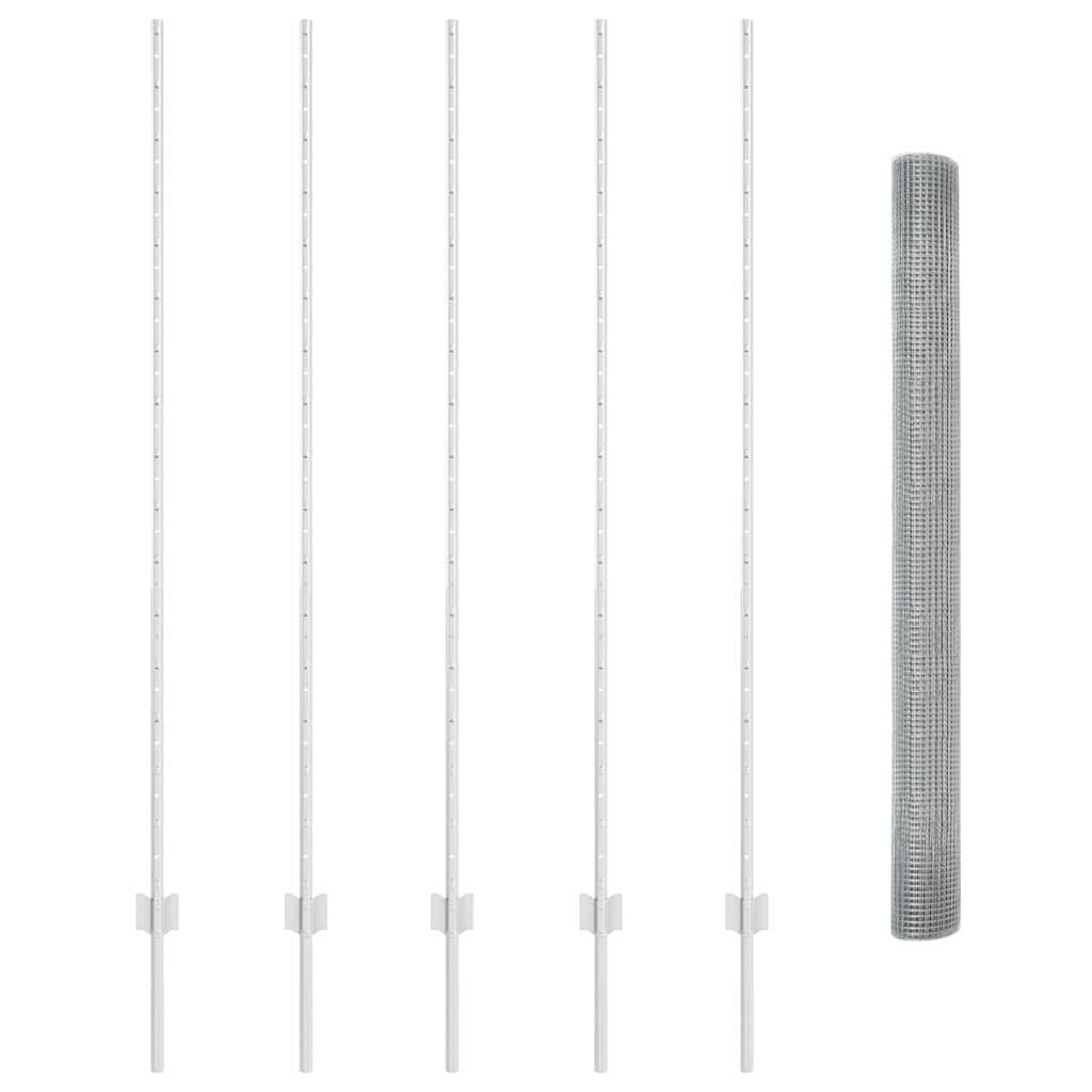 Stängsel med stolpe Silver 1,6 x 10 m Stål