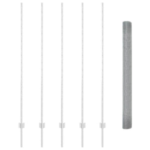 Stängsel med stolpe Silver 1,6 x 10 m Stål