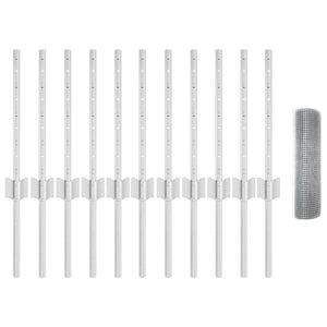 Stängsel med stolpe Silver 0,4 x 25 m Stål