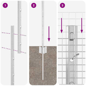 Stängsel med stolpe Silver 1 x 25 m Stål