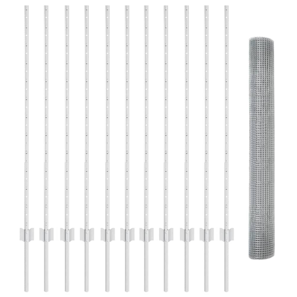 Stängsel med stolpe Silver 1,2 x 25 m Stål