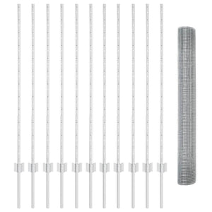 Stängsel med stolpe Silver 1,2 x 25 m Stål