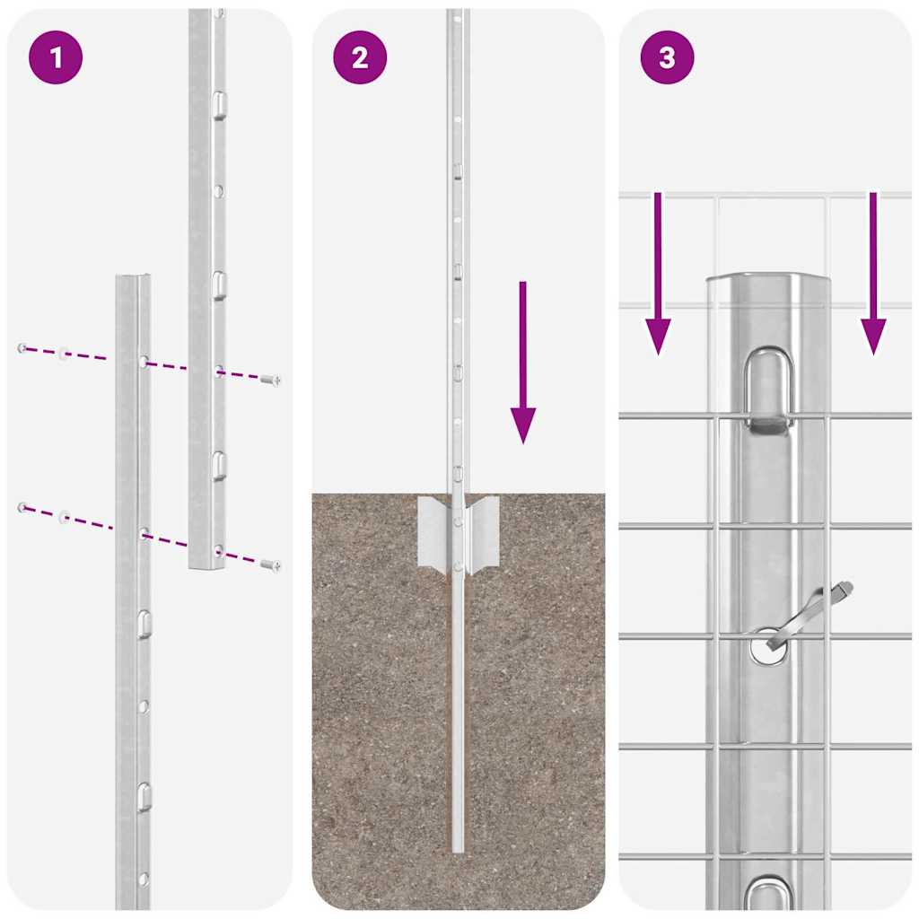 Stängsel med stolpe Silver 1,2 x 25 m Stål