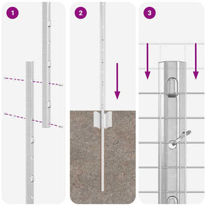 Stängsel med stolpe Silver 1,2 x 25 m Stål