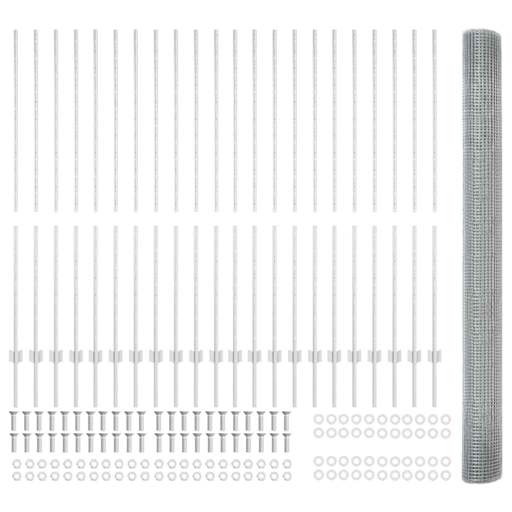 Stängsel med stolpe Silver 1,5 x 50 m Stål