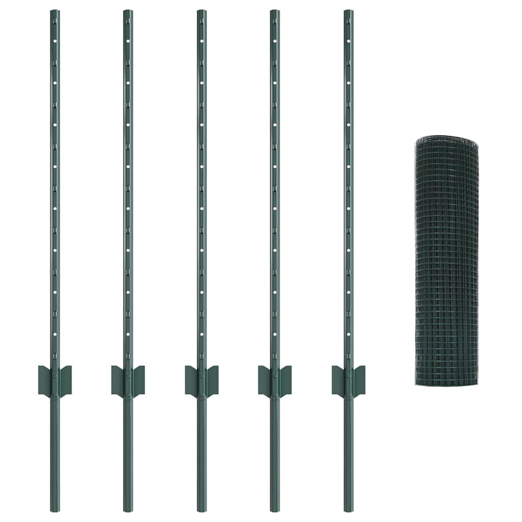 Stängsel med stolpe Grön 0,8 x 10 m Stål och PVC