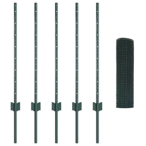 Stängsel med stolpe Grön 0,8 x 10 m Stål och PVC