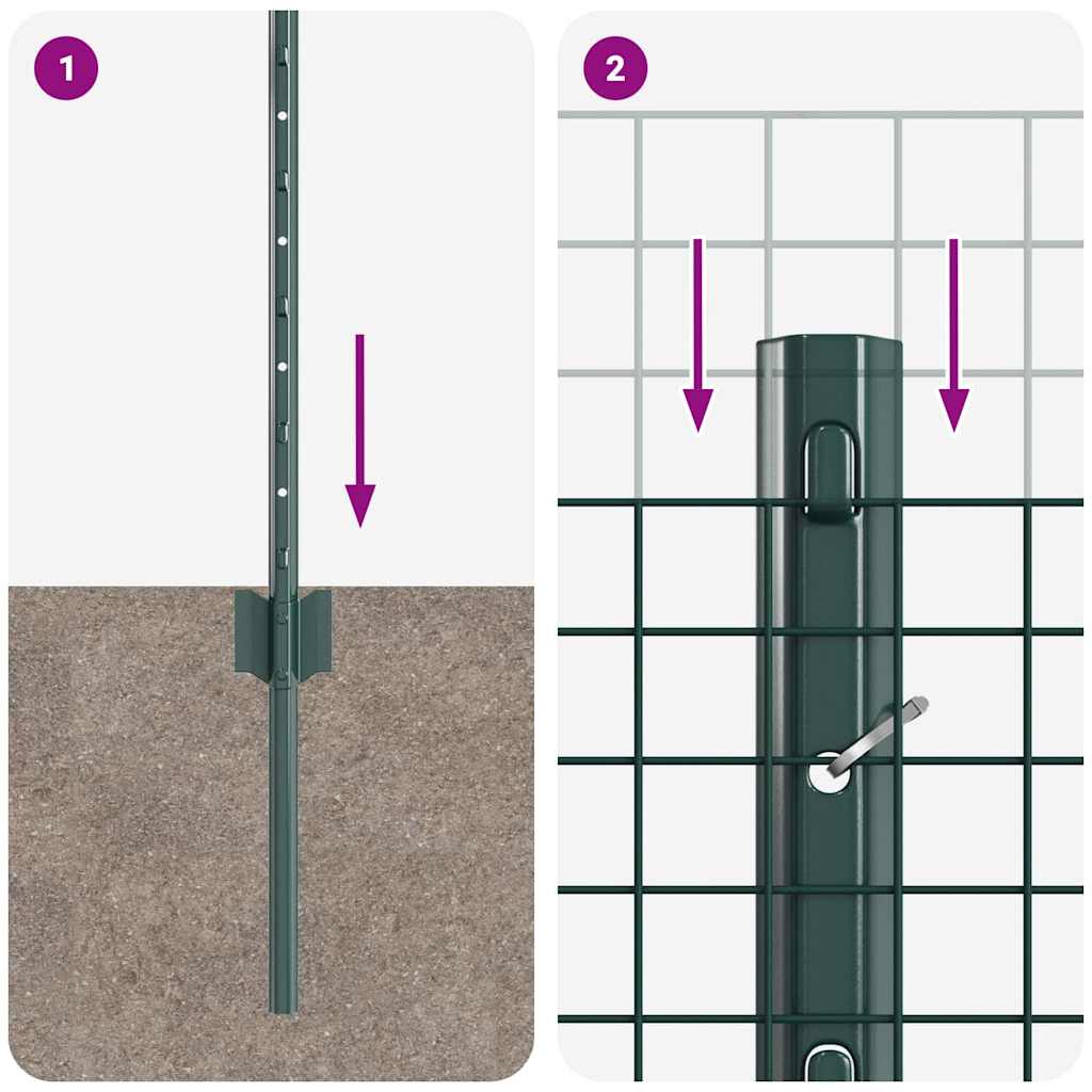 Stängsel med stolpe Grön 0,8 x 10 m Stål och PVC