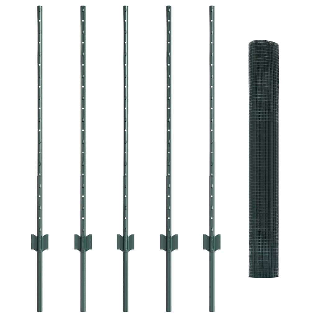 Stängsel med stolpe Grön 1 x 10 m Stål