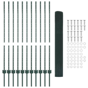 Stängsel med stolpe Grön 1,2 x 25 m Stål och PVC