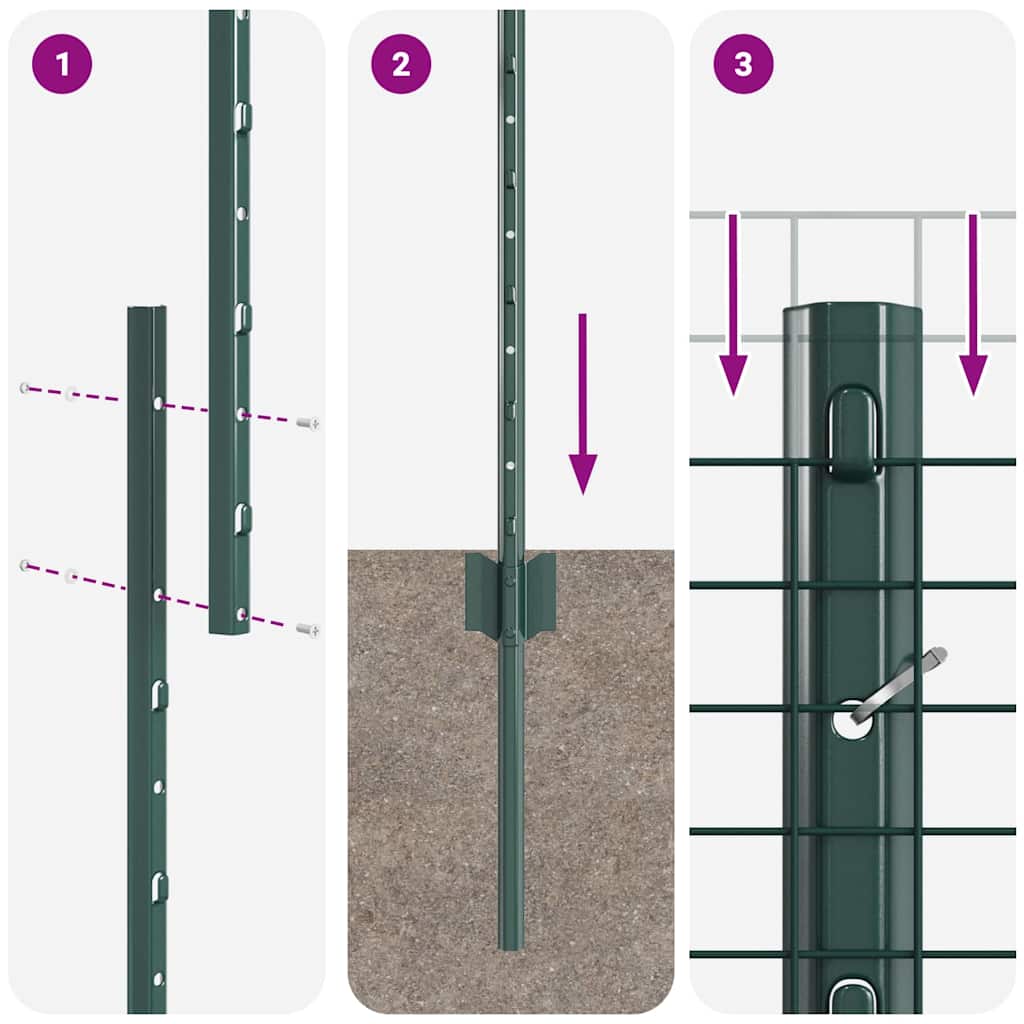 Stängsel med stolpe Grön 1,4 x 25 m Stål och PVC