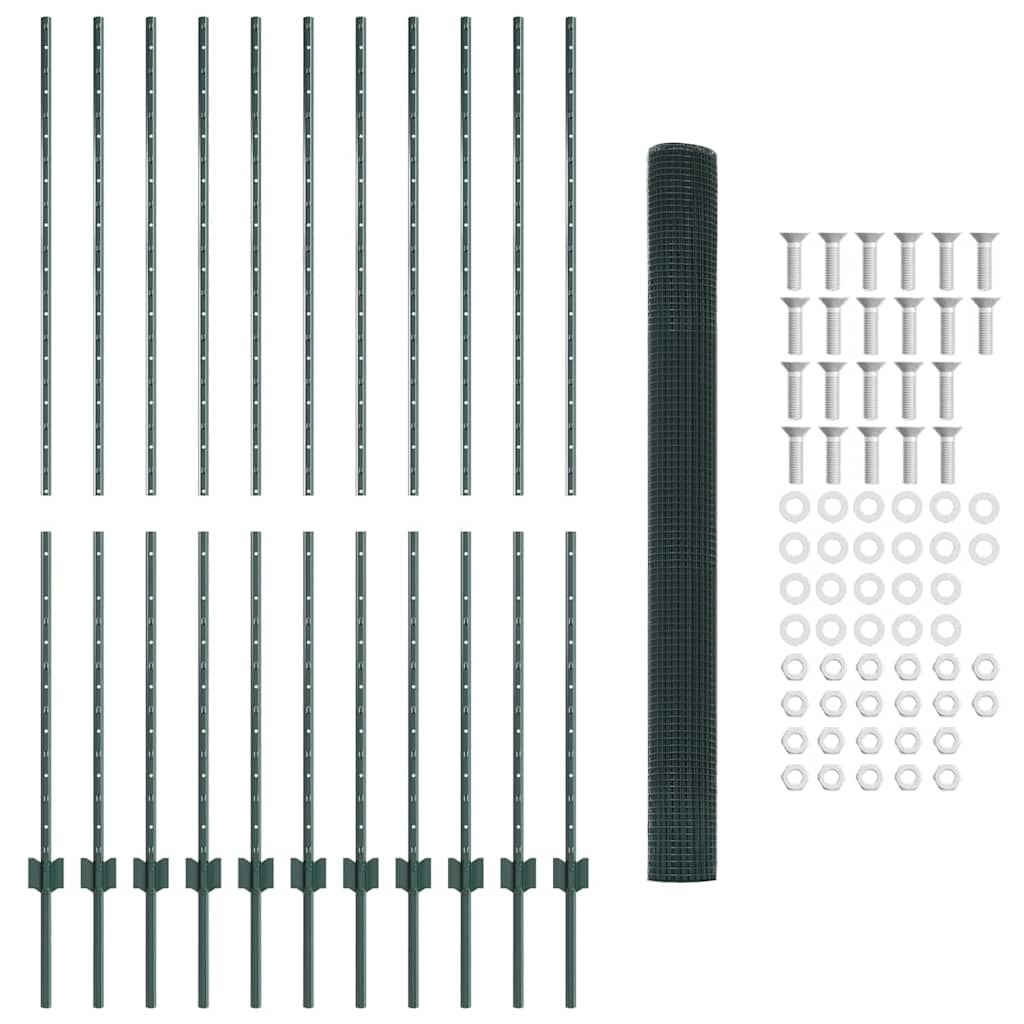 Stängsel med stolpe Grön 1,6 x 25 m Stål och PVC