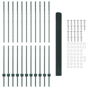 Stängsel med stolpe Grön 1,6 x 25 m Stål och PVC
