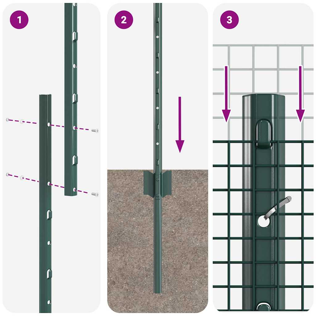 Stängsel med stolpe Grön 1,6 x 25 m Stål och PVC
