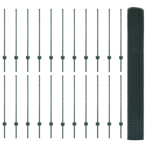 Stängsel med stolpe Grön 1 x 50 m Stål och PVC