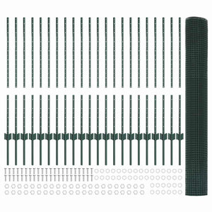 Stängsel med stolpe Grön 1 x 50 m Stål och PVC