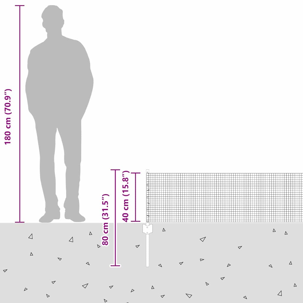 Stängsel med stolpe Grå 0,4 x 10 m Stål och PVC