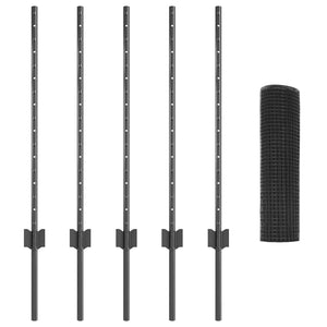 Stängsel med stolpe Grå 0,8 x 10 m Stål och PVC