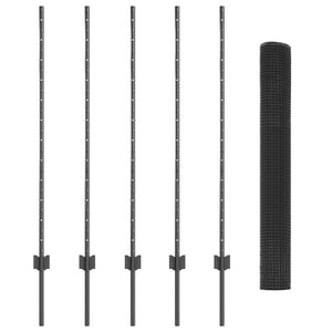 Stängsel med stolpe Grå 1,2 x 10 m Stål och PVC