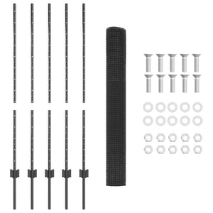 Stängsel med stolpe Grå 1,2 x 10 m Stål och PVC