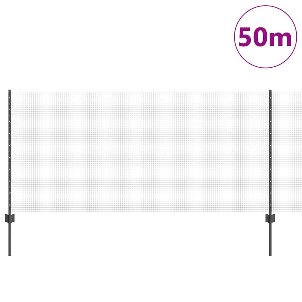 Stängsel med stolpe Grå 1 x 50 m Stål och PVC