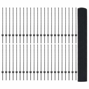 Stängsel med stolpe Grå 1 x 100 m Stål och PVC