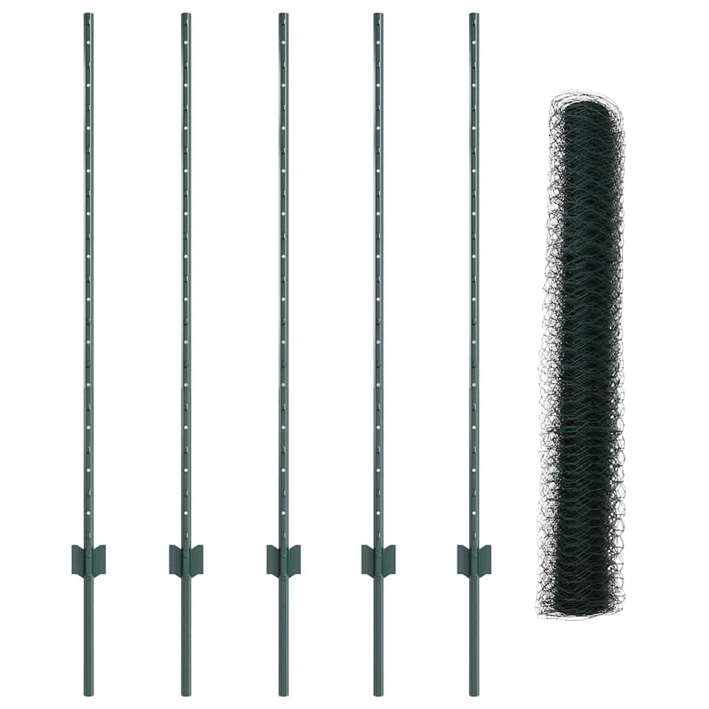 Stängsel med stolpe Grön 1,2 x 10 m Stål och PVC