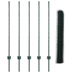 Stängsel med stolpe Grön 1,2 x 10 m Stål och PVC