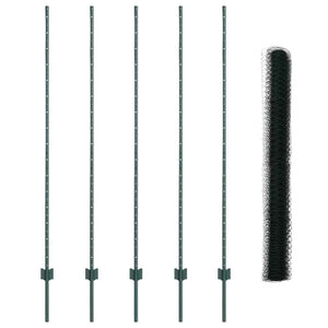 Stängsel med stolpe Grön 1,5 x 10 m Stål och PVC