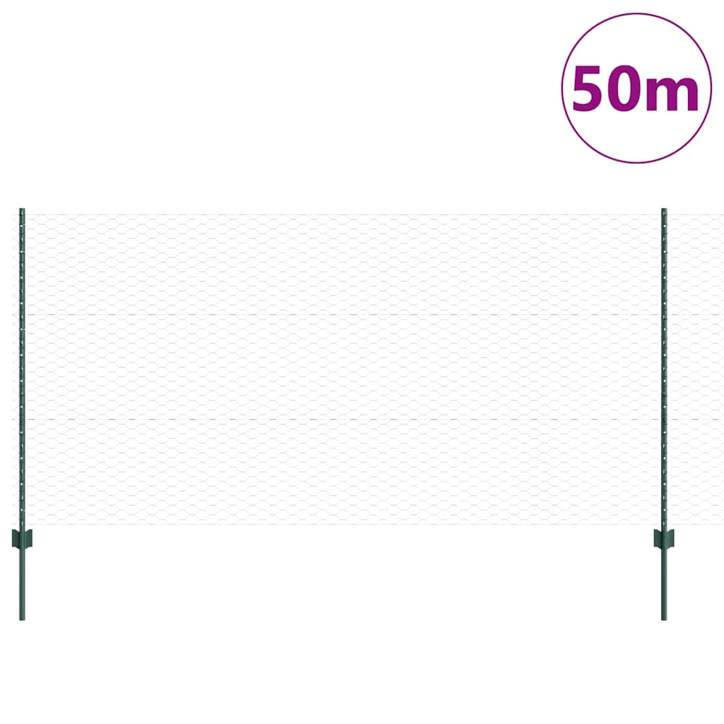 Stängsel med stolpe Grön 1,2 x 50 m Stål och PVC