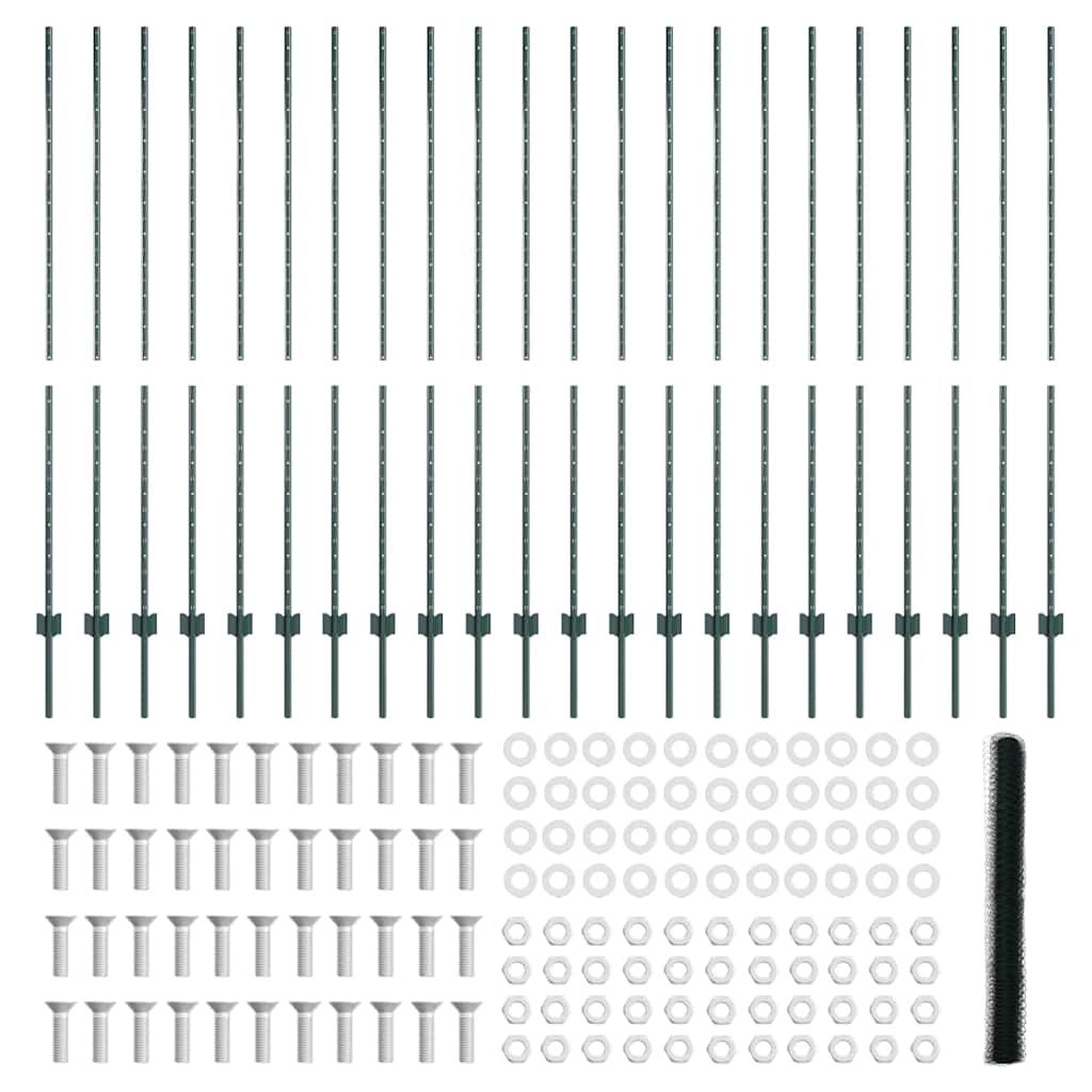 Stängsel med stolpe Grön 1,6 x 50 m Stål och PVC