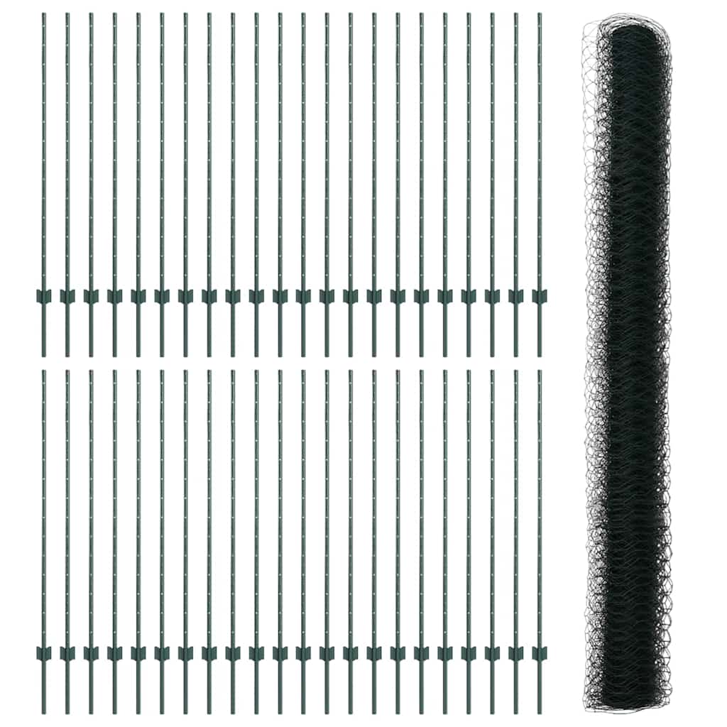 Stängsel med stolpe Grön 1,4 x 100 m Stål och PVC