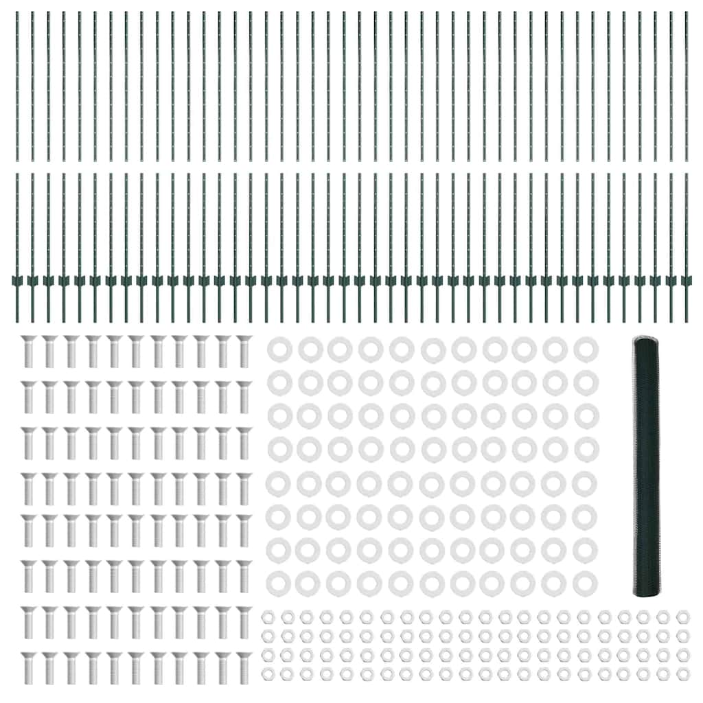 Stängsel med stolpe Grön 1,6 x 100 m Stål och PVC