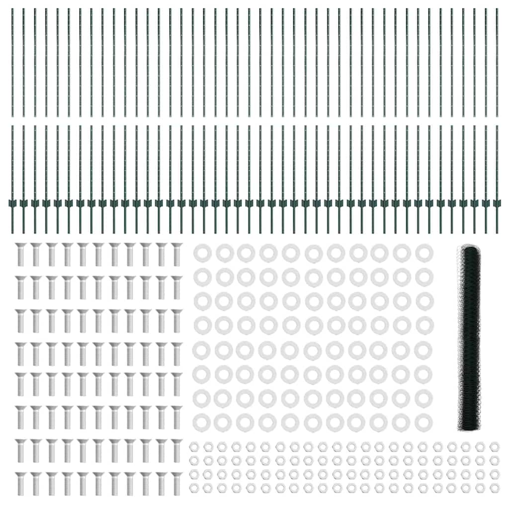 Stängsel med stolpe Grön 1,6 x 100 m Stål och PVC
