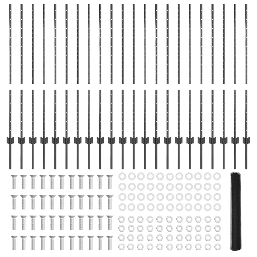 Stängsel med stolpe Grå 1,2 x 50 m Stål och PVC