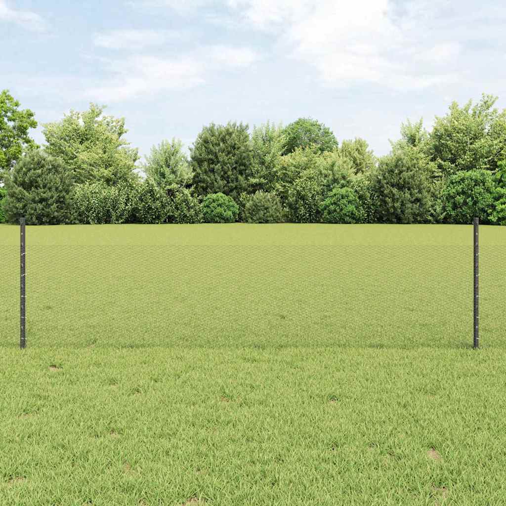 Sexkantigt staket med stolpe 100 x 0,5 m PVC-belagda stål Grå