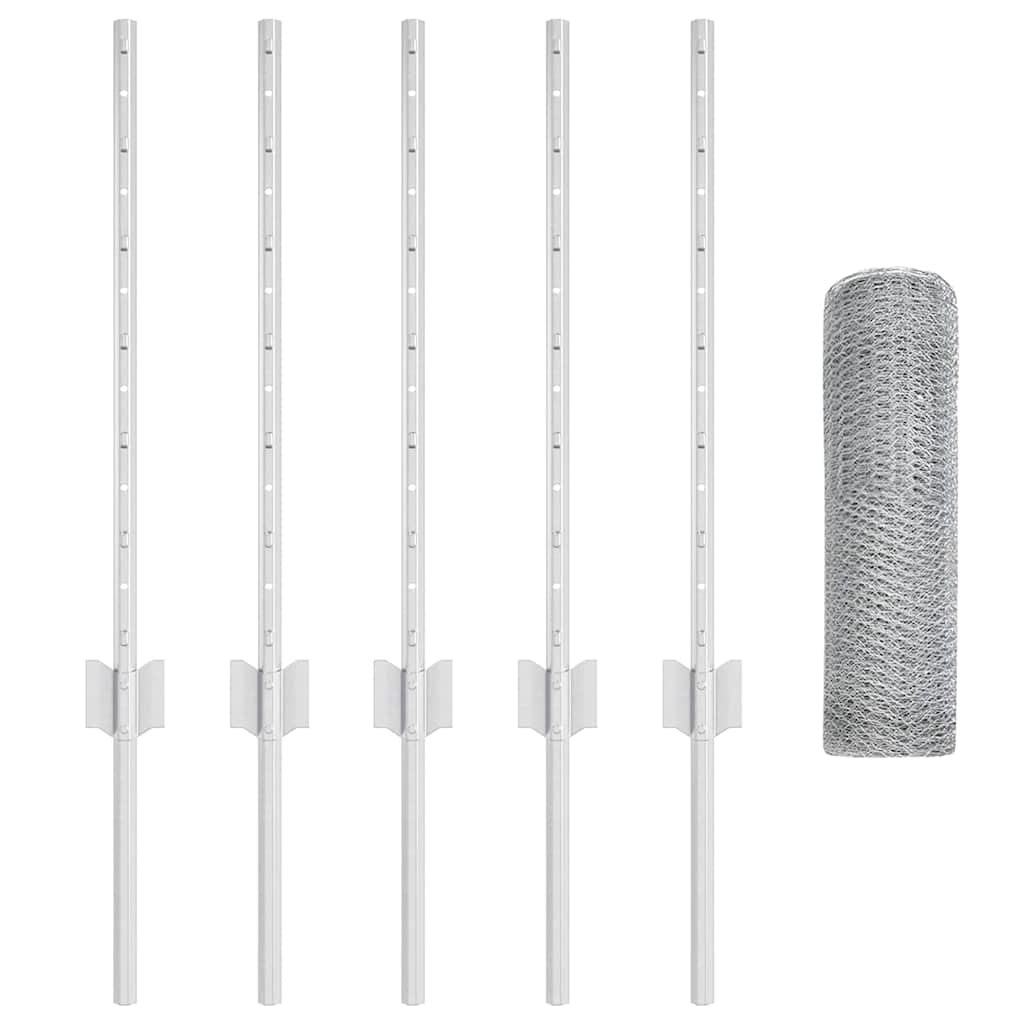 Stängsel med stolpe Silver 0,5 x 10 m Stål