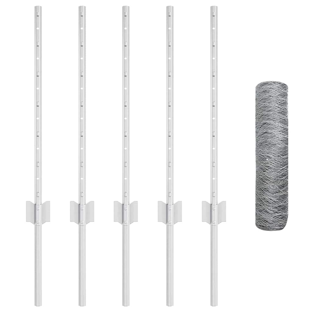 Stängsel med stolpe Silver 0,5 x 10 m Stål