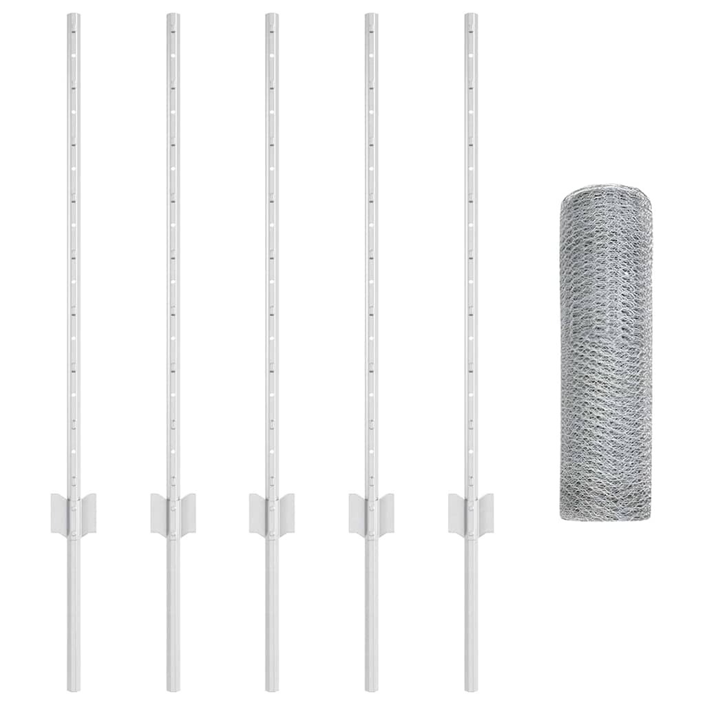 Stängsel med stolpe Silver 0,8 x 10 m Stål