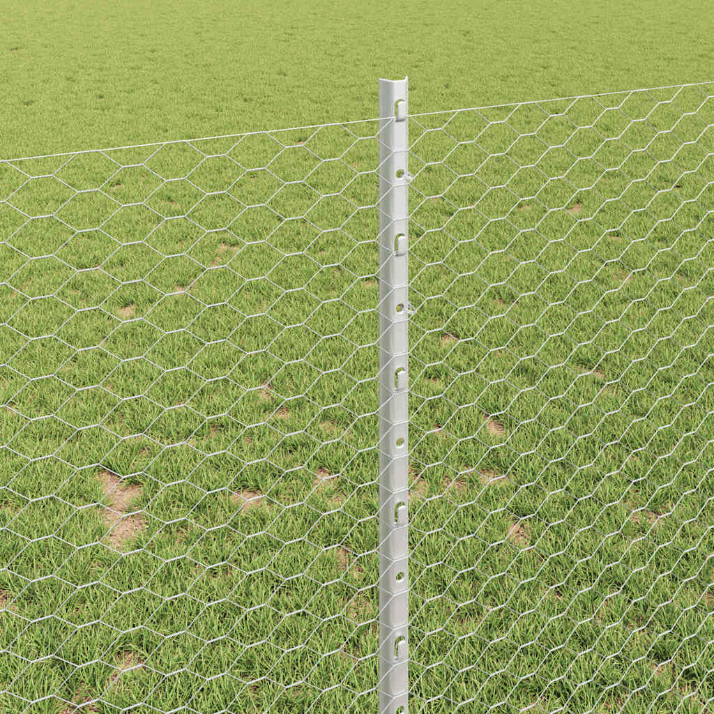 Stängsel med stolpe Silver 1 x 10 m Stål